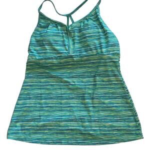 REI Tankini Top Women's Size 8 Green Blue & Yellow Padded Swim Bathing Suit
